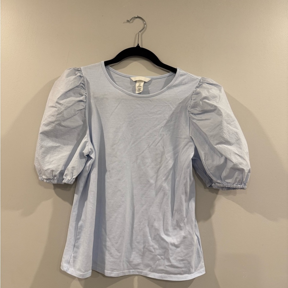 H&M Sky Blue Puff Sleeve Blouse